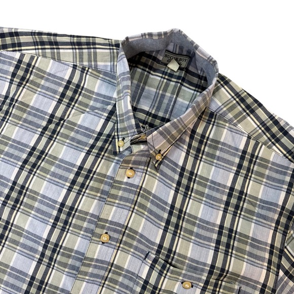 Bugle Boy Other - Bugle Boy Original Mens Large Short Sleeve Plaid Button Down Shirt‎ Blue Green